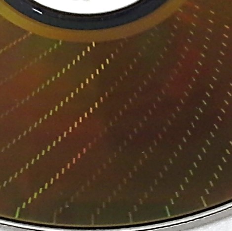 A DVD-RAM viewed from the base side of disk. The partitions or sectors are clearly marked on the disk, something that does not exists on CDs, DVDs, and Blu-rays.