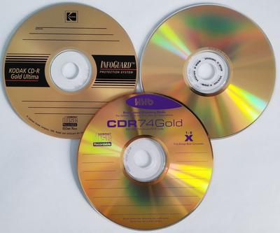 Gold CD-Rs from Kodak, MAM, and HHB. These archival recordable CDs are very stable with a lifetime of over 100 years.