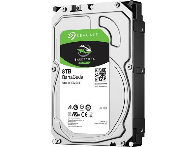 A picture of a 8TB Seagate internal hard disk drive.