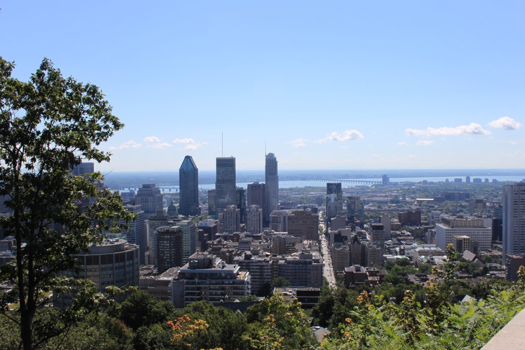 Montreal downtown overhead view digital photograph taken from Mont Royal.