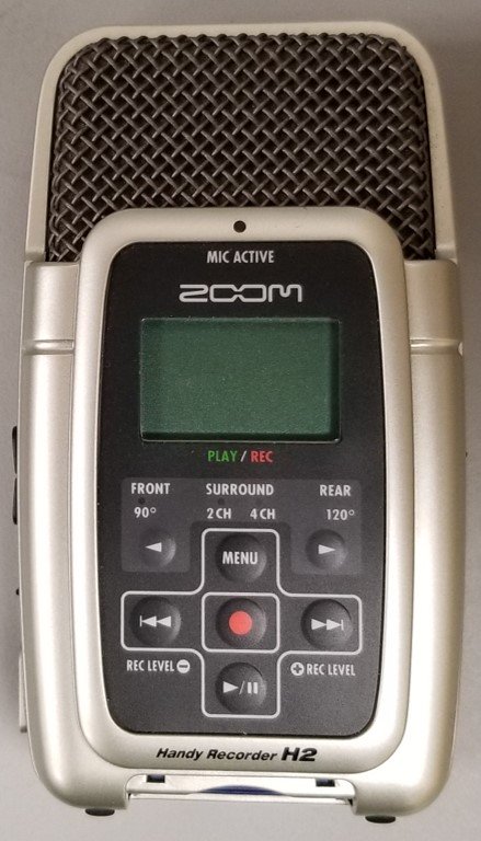 Zoom H2 digital recorder for recording MP3 files and digitizing analog audio recordings to digital MP3 file format.