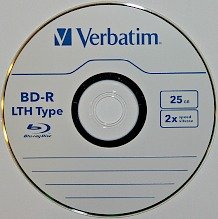 BD-R LTH or Blu-ray recordable low-to-high using a dye recording layer to store digital information. This is a single layer 2x 25 GB disc from Verbatim.