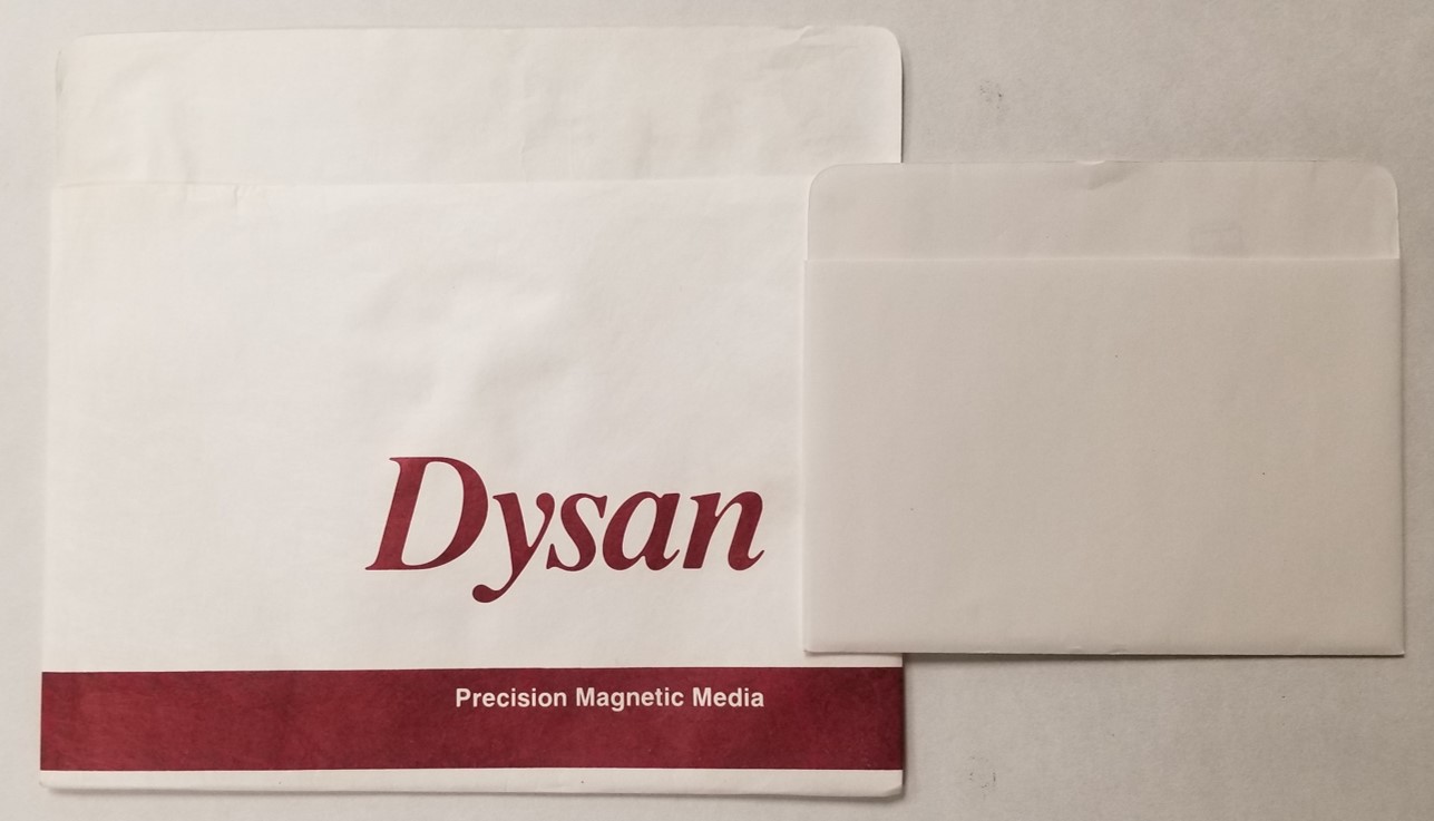 Paper and Tyvek storage sleeves for floppy disks. These sleeves for 8-inch and 5.25-inch floppy disks are better than no sleeve, but they only provide minimal physical and dust protection.